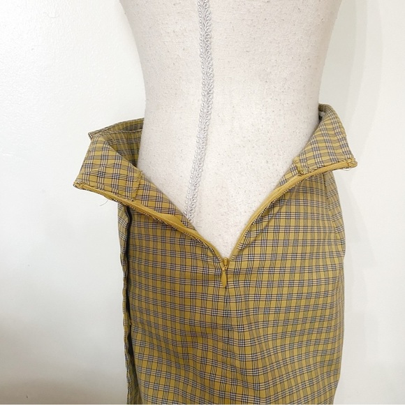 ARITZIA SUNDAY BEST HEATHER YELLOW PLAID BUTTON FRONT SHORTS SKORT - Picture 7 of 12